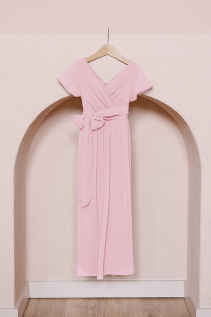 Kids Harper Chiffon Faux Wrap Dress | Perfect Pink