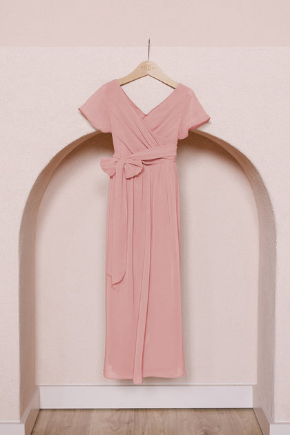 Juniors Harper Chiffon Faux Wrap Dress | Made To Order | Rosette