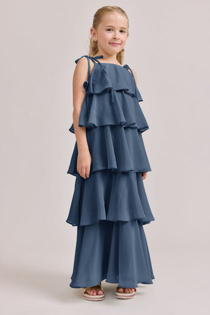 Kids June Chiffon Dress | Made To Order | Dusty Blue