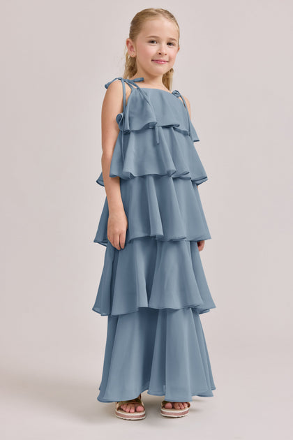 Kids June Chiffon Dress | Made To Order | French Blue