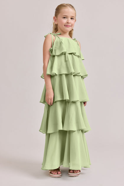 Kids June Chiffon Dress | Made To Order | Matcha