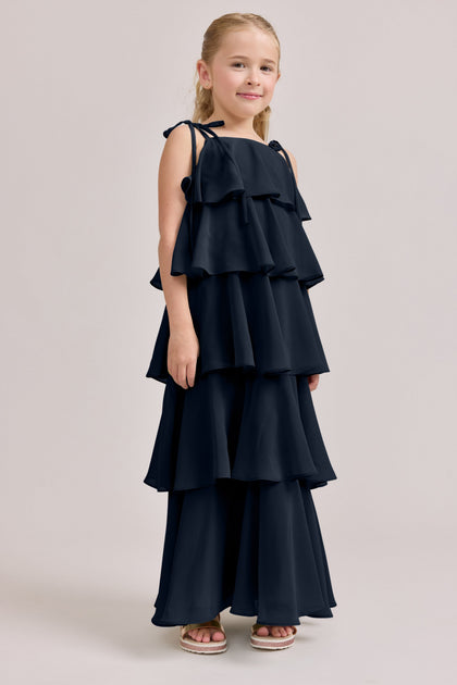 Kids June Chiffon Dress | Made To Order | Navy Blue