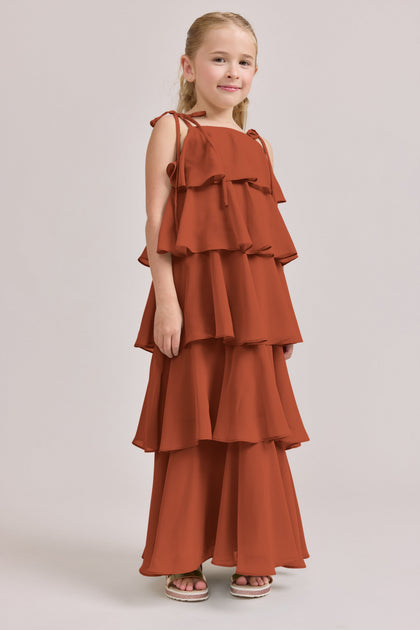 Kids June Chiffon Dress | Made To Order | Rust