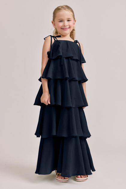 Kids June Chiffon Dress | Made To Order | Navy Blue