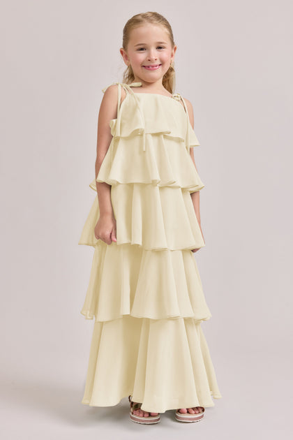 Kids June Chiffon Dress | Made To Order | Pale Yellow