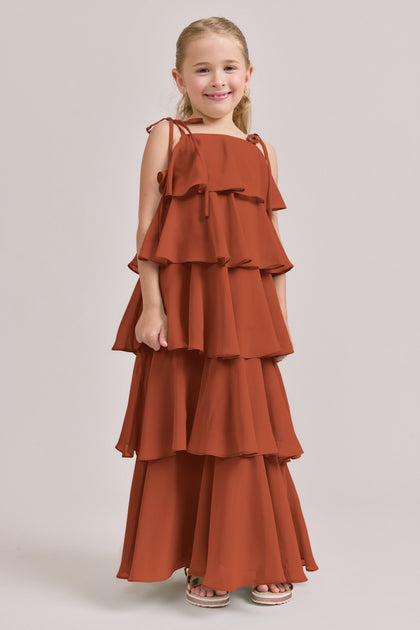 Kids June Chiffon Dress | Made To Order | Rust