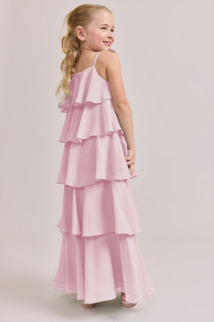 Kids June Chiffon Dress | Made To Order | Blush Pink