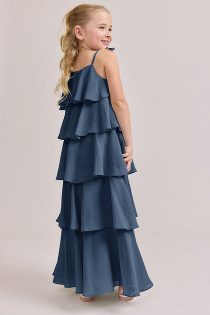 Kids June Chiffon Dress | Made To Order | Dusty Blue