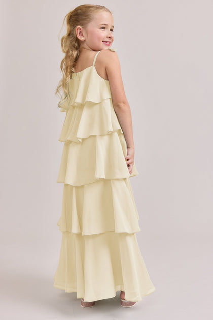 Kids June Chiffon Dress | Made To Order | Pale Yellow