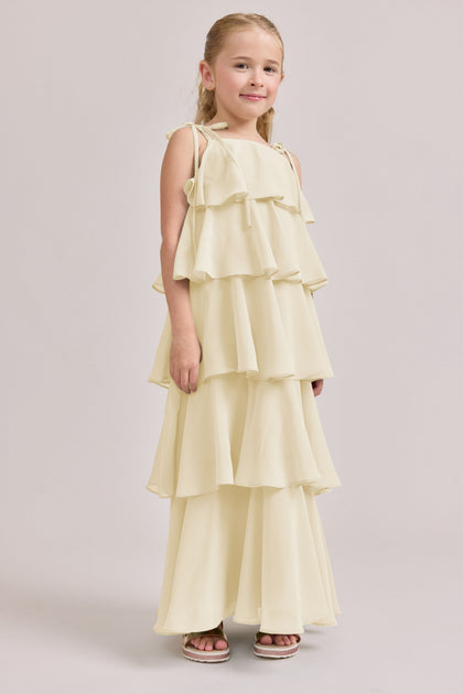 Kids June Chiffon Dress | Made To Order | Pale Yellow