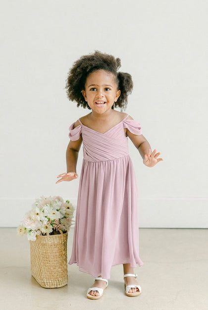 Kids Lily Chiffon Dress | Made To Order | Baby Pink