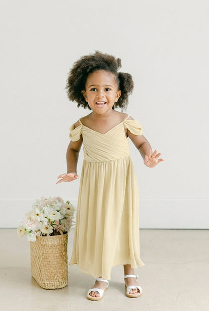 Kids Lily Chiffon Dress | Made To Order | Pale Yellow