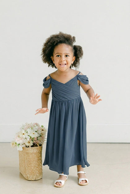 Kids Lily Chiffon Dress | Made To Order | Romantic Blue