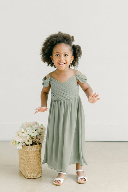 Kids Lily Chiffon Dress | Made To Order | Silver Sage