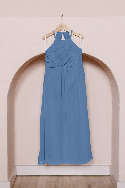 Kids Mackenzie Chiffon Dress | Made To Order | Dusty Blue