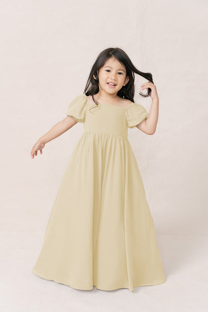Kids Maeve Chiffon Dress | Made To Order | Pale Yellow