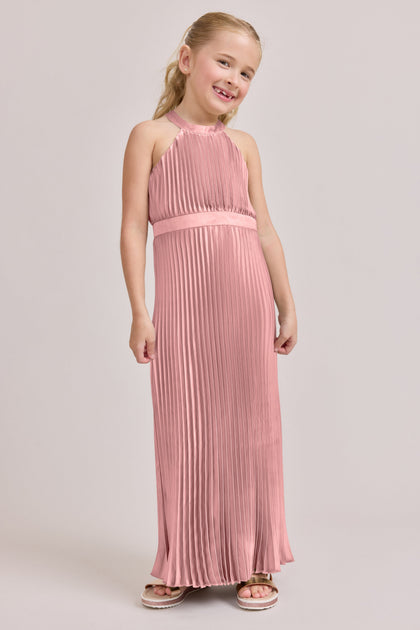 Kids Mazie Satin Pleated Dress | Made To Order | Blushing Bride