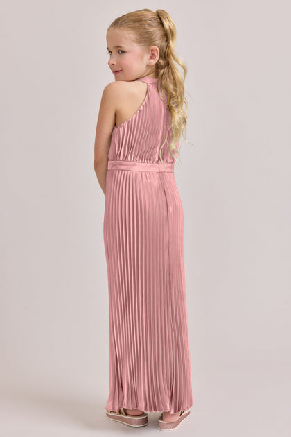 Kids Mazie Satin Pleated Dress | Made To Order | Blushing Bride