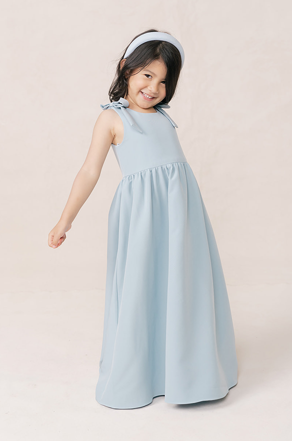 Kids Millie Crepe Dress | Made To Order Light Blue Kids Millie Crepe Dress | Made To Order Light Blue