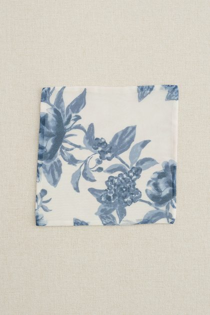 Kids Chiffon Floral Print Pocket Square | Made To Order | Dusty Blue Bouquet