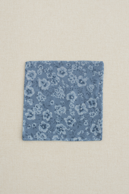 Kids Chiffon Floral Print Pocket Square | Made To Order | Dusty Blue Posey