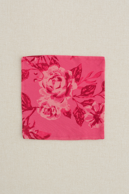 Kids Chiffon Floral Print Pocket Square | Made To Order | Malibu Pink Bouquet