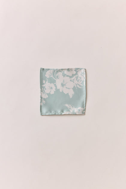 Kids Satin Floral Print Pocket Square | Made To Order | Sage and Champagne Bouquet