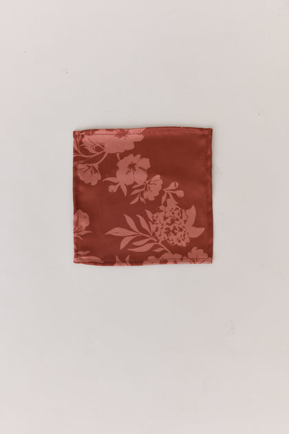 Kids Satin Floral Print Pocket Square | Made To Order | Rust Bouquet
