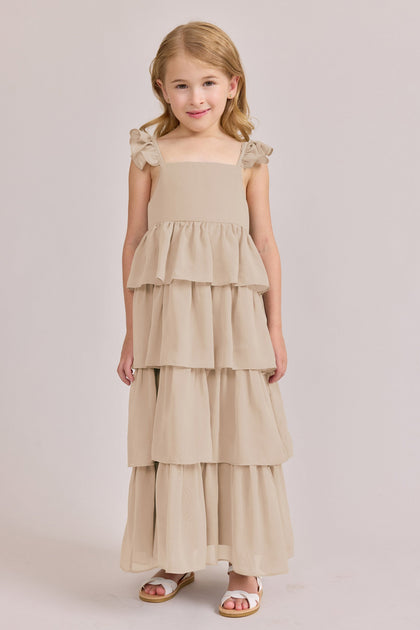 Kids Poppy Chiffon Dress | Made To Order | Champagne