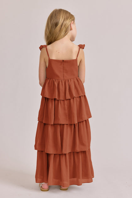 Kids Poppy Chiffon Dress | Made To Order | Rust