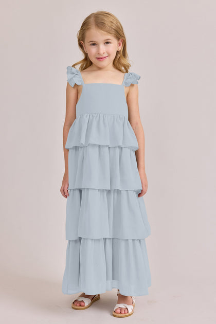 Kids Poppy Chiffon Dress | Made To Order | Sky Blue