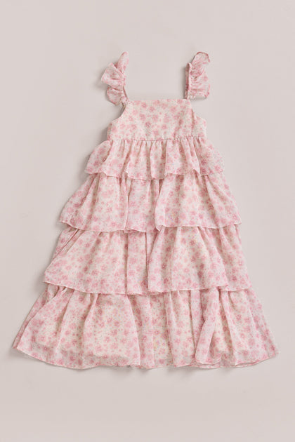 Kids Poppy Chiffon Floral Print Dress | Made To Order | Blushing Bride Posey