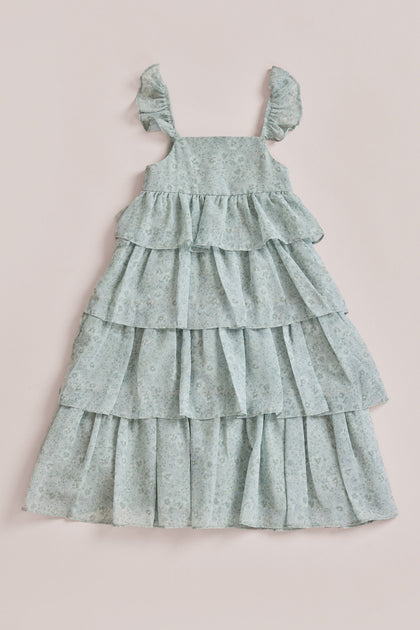 Kids Poppy Chiffon Floral Print Dress | Made To Order | Sage Posey