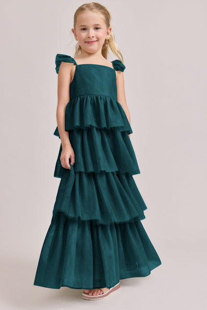 Kids Poppy Tulle Dress | Made To Order | Classic Emerald