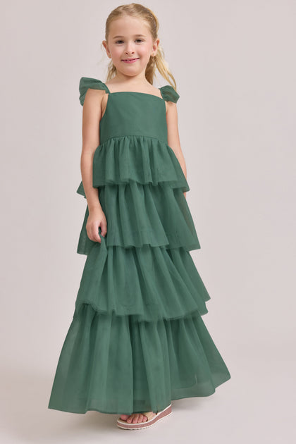 Kids Poppy Tulle Dress | Made To Order | Greenery