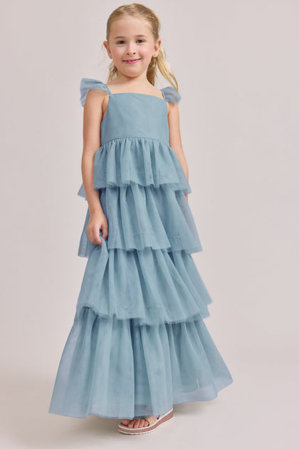 Kids Poppy Tulle Dress | Made To Order | Light Blue