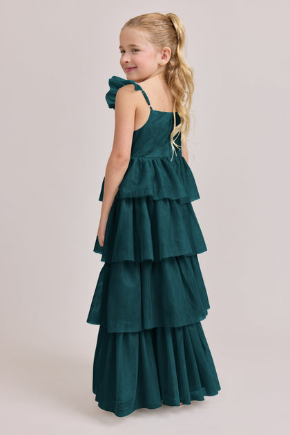 Kids Poppy Tulle Dress | Made To Order | Classic Emerald