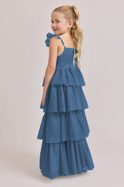 Kids Poppy Tulle Dress | Made To Order | Dusty Blue