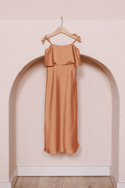 Kids Riley Convertible Satin Dress | Made To Order | Copper