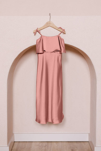 Kids Riley Convertible Satin Dress | Made To Order | Desert Rose