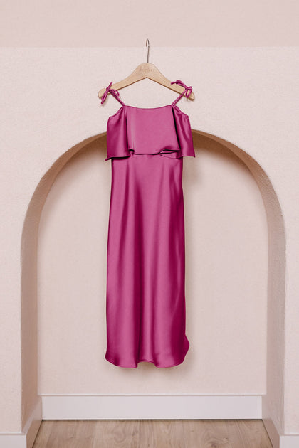 Kids Riley Convertible Satin Dress | Made To Order | Poppy Red