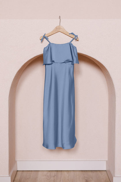 Kids Riley Convertible Satin Dress | Indie Blue
