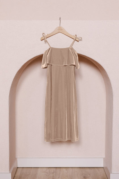 Kids Riley Convertible Velvet Dress | Made To Order | Champagne