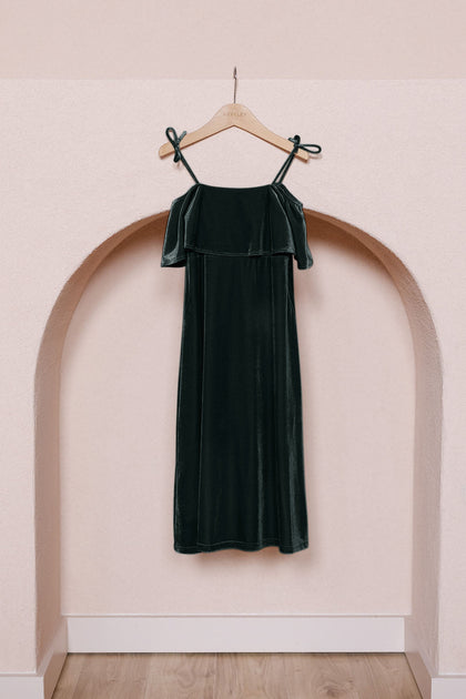 Kids Riley Convertible Velvet Dress | Made To Order | Classic Emerald