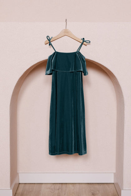 Kids Riley Convertible Velvet Dress | Made To Order | Desert Blue