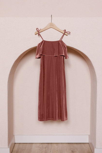 Kids Riley Convertible Velvet Dress | Made To Order | Dusty Rose