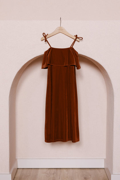 Kids Riley Convertible Velvet Dress | Made To Order | Terracotta