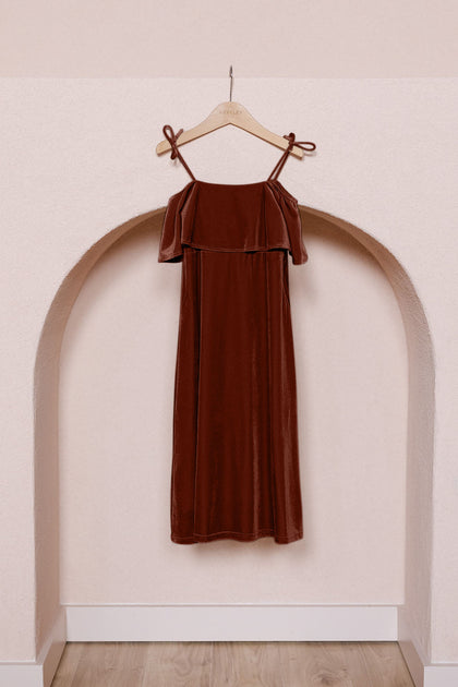 Kids Riley Convertible Velvet Dress | Made To Order | Terracotta