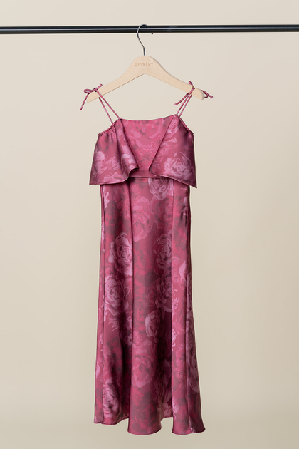 Kids Riley Convertible Satin Floral Print Dress | Made To Order | Berry Botanical