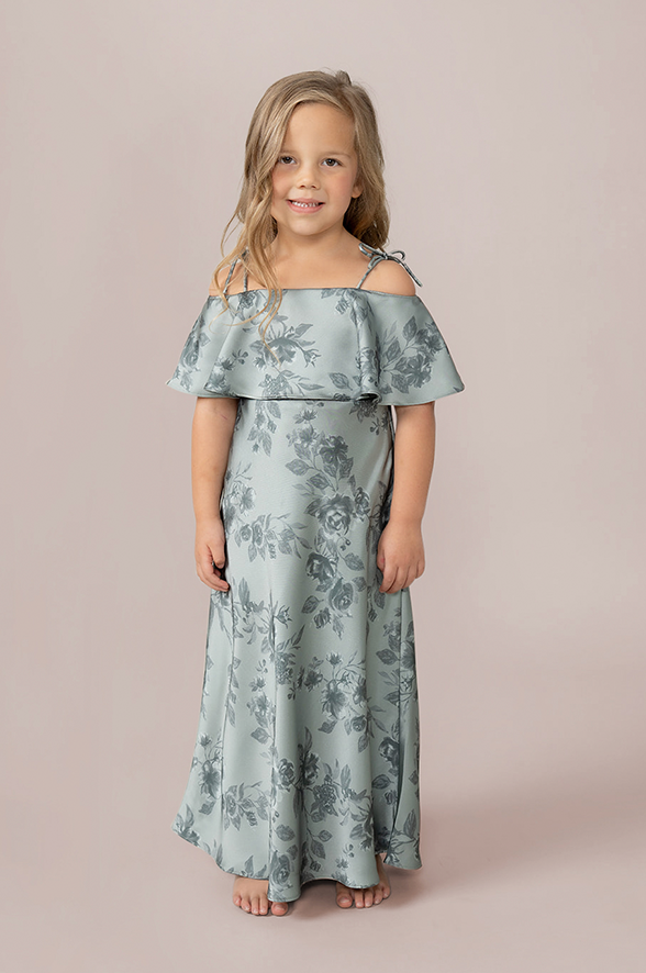Kids Riley Convertible Satin Floral Print Dress | Made To Order Indie Blue Bouquet Kids Riley Convertible Satin Floral Print Dress | Made To Order Indie Blue Bouquet